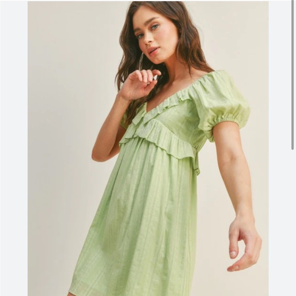 Lush Green Ruffle Mini Dress - Picture 4 of 5